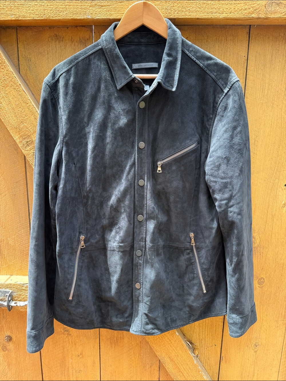 John Varvatos Dark Navy Suede Leather Jacket